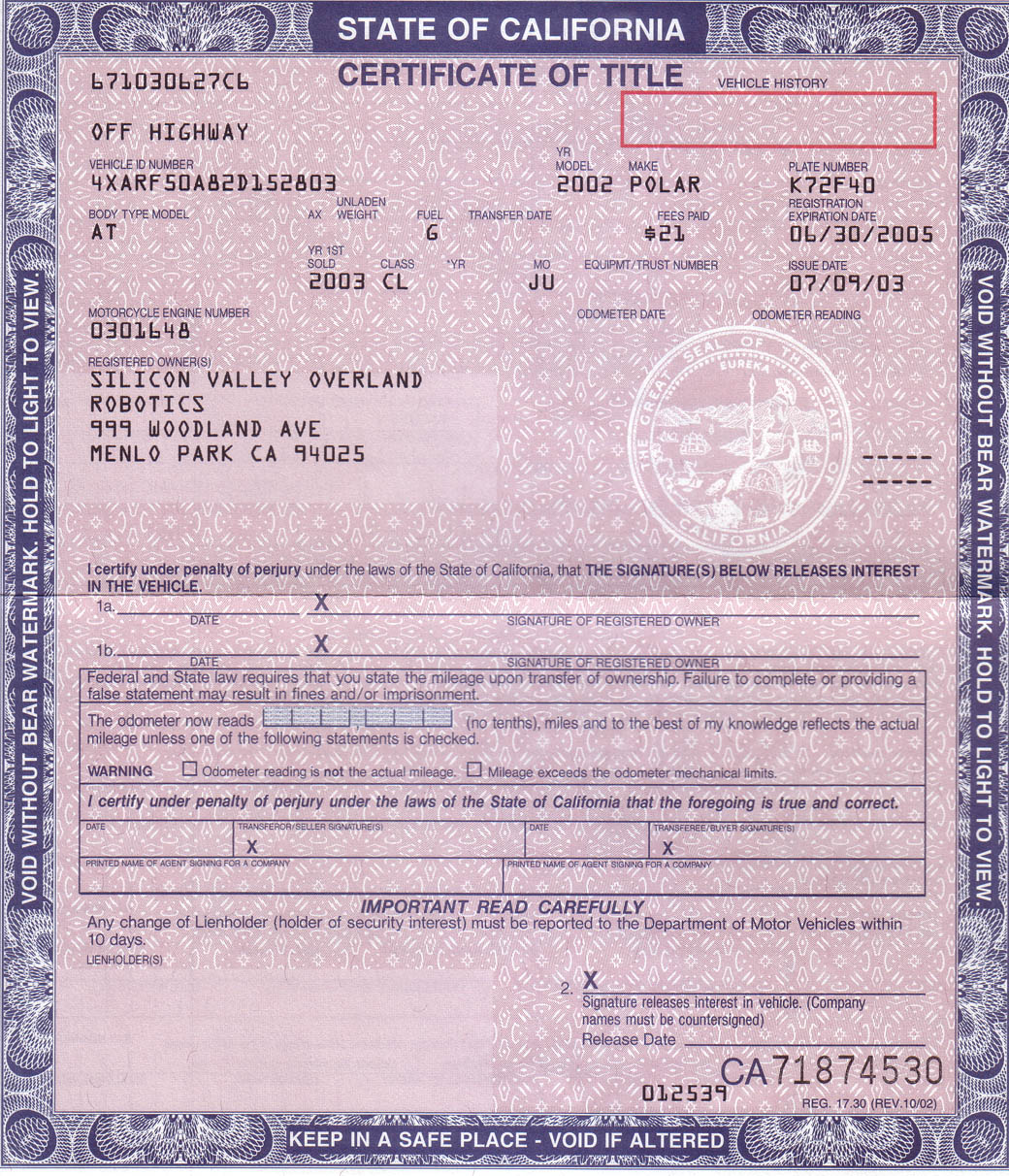 Buy certificate of title online